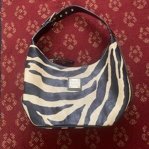 Dooney & Bourke Black & Cream Zebra-Print Hobo Bag